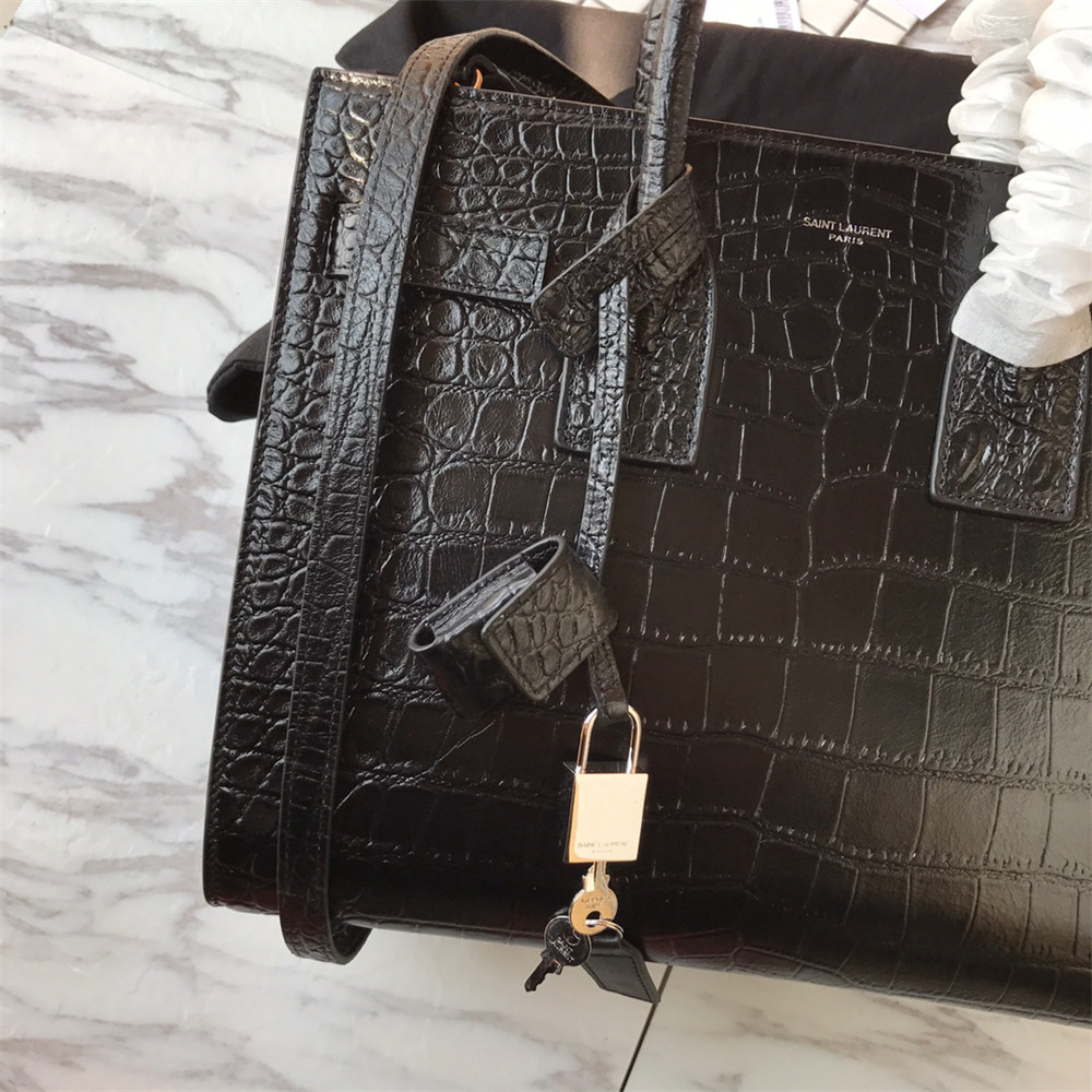 Y*L SAC DE JOUR SMALL IN MATTE CROCODILE EMBOSSED LEATHER