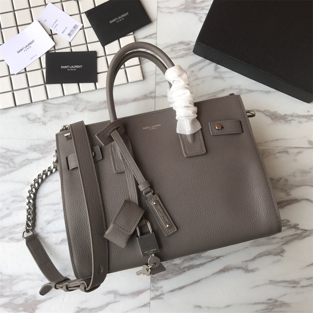 Y*L SAC DE JOUR BABY IN GRAINED LEATHER GREY