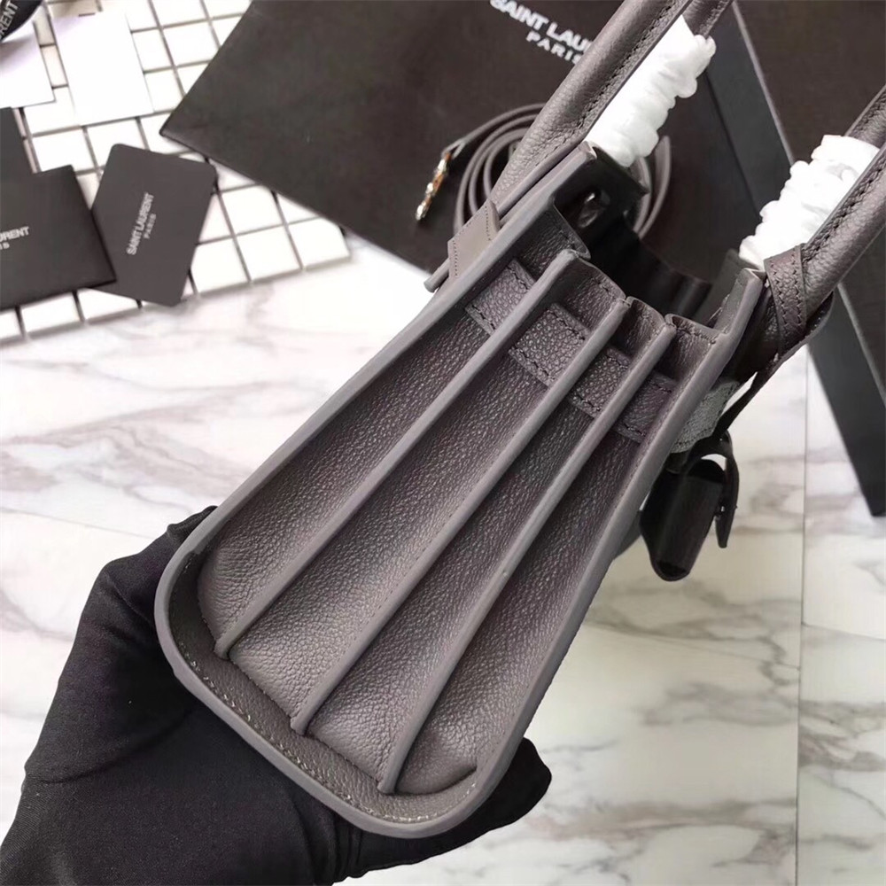 Y*L SAC DE JOUR NANO IN GRAINED LEATHER GREY