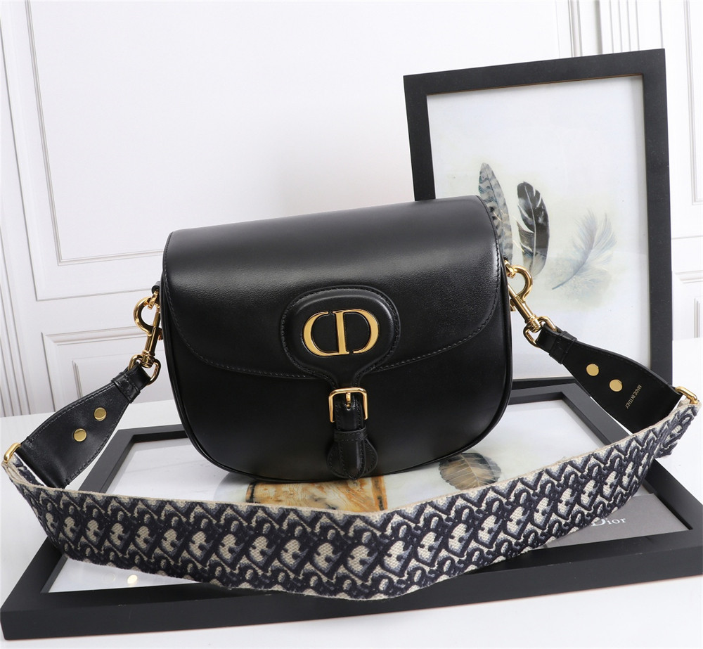 LARGE D*0r BOBBY BAG Black Box Calfskin