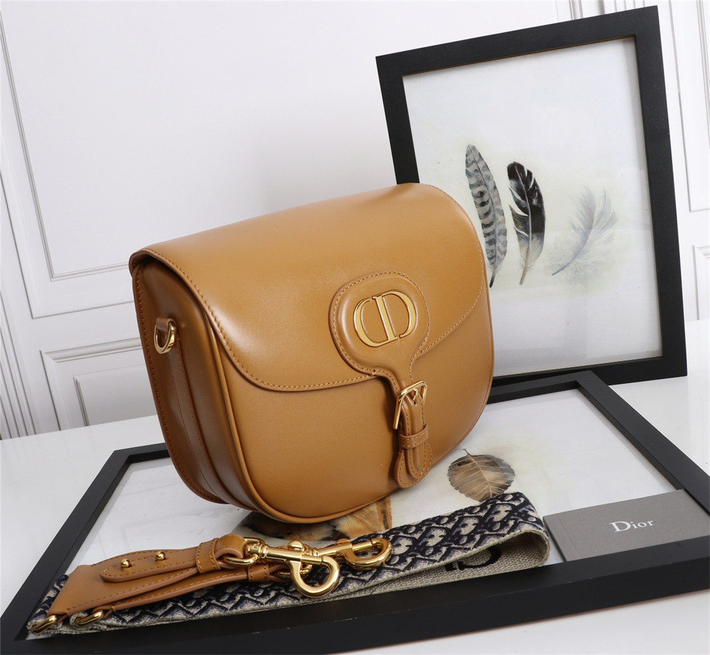 LARGE D*0r BOBBY BAG Caramel Box Calfskin