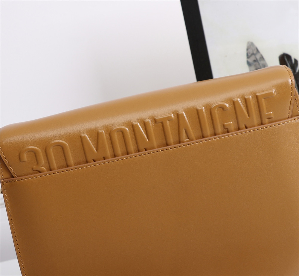 LARGE D*0r BOBBY BAG Caramel Box Calfskin