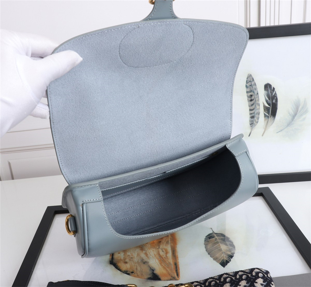 LARGE D*0r BOBBY BAG Light Blue Box Calfskin