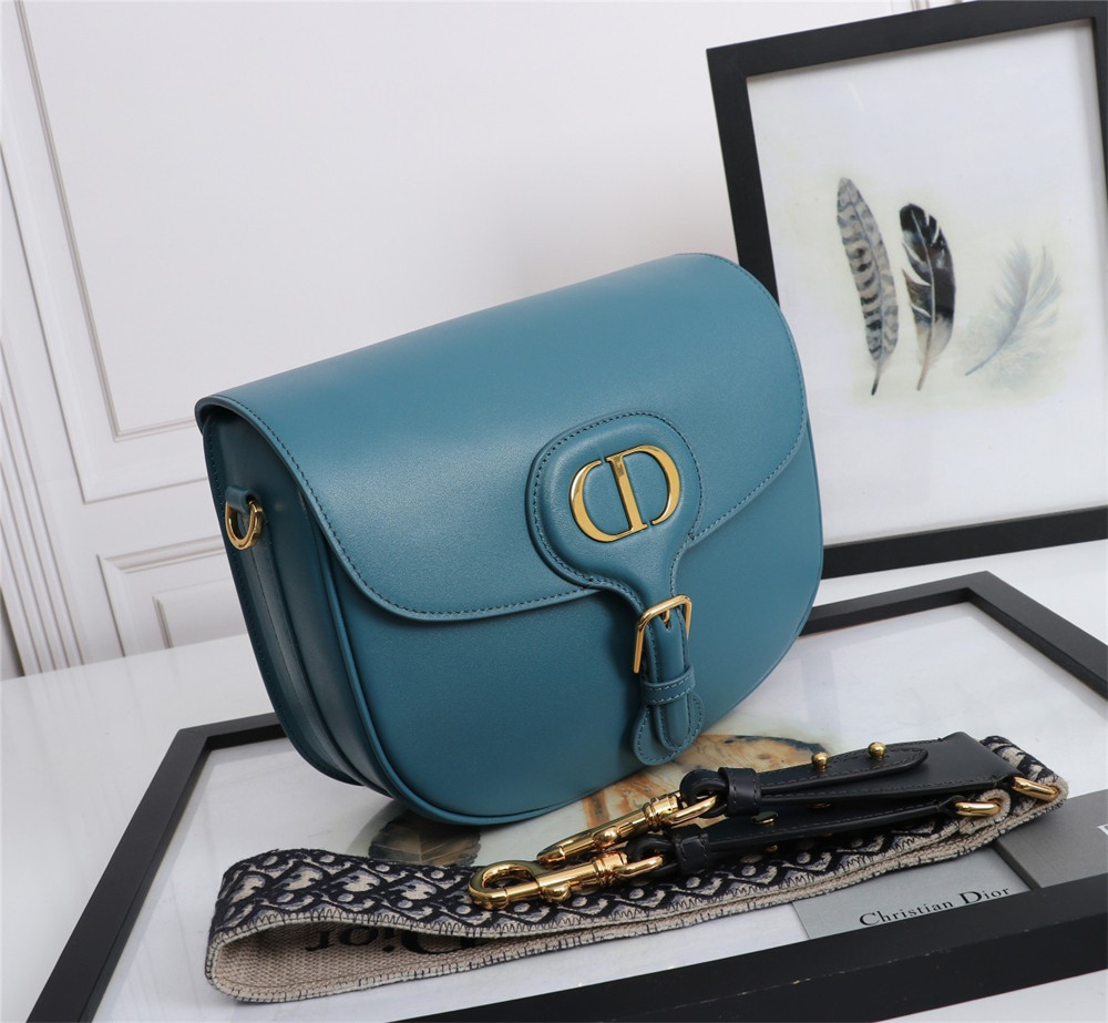 LARGE D*0r BOBBY BAG Navy Box Calfskin