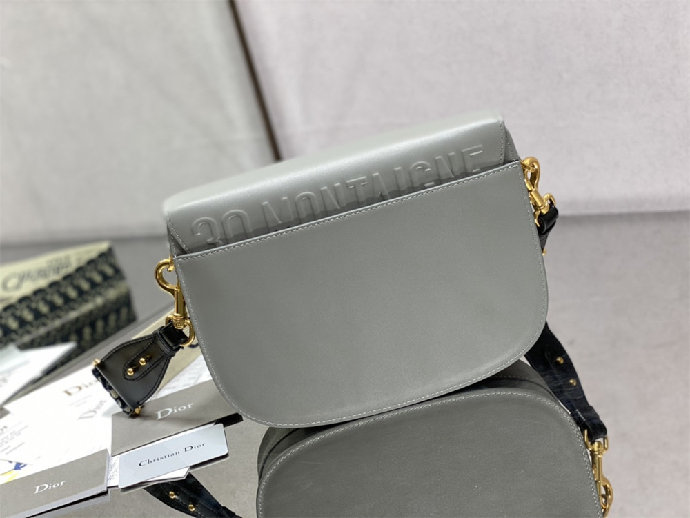 LARGE D*0r BOBBY BAG Grey Box Calfskin