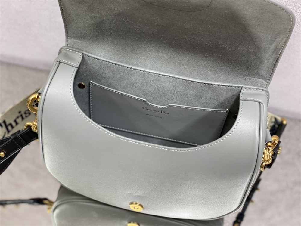 LARGE D*0r BOBBY BAG Grey Box Calfskin