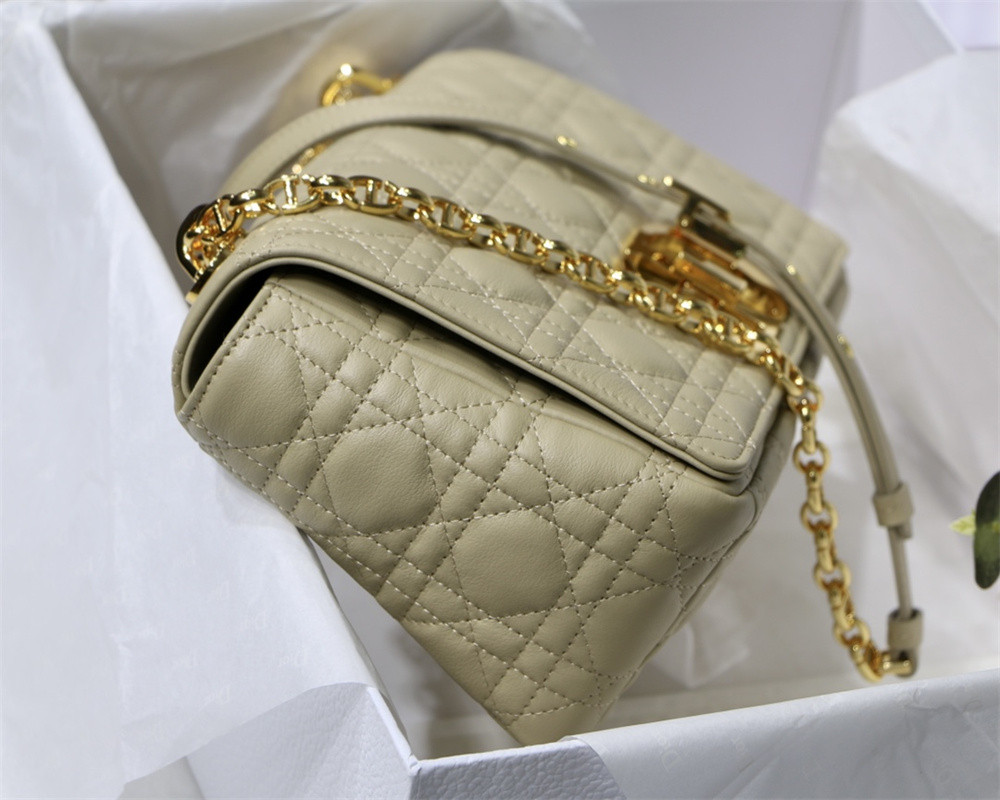 MEDIUM D*0r CARO BAG Beige S*pple Cannage Calfskin 25.5 x 15.5 x 8 cm
