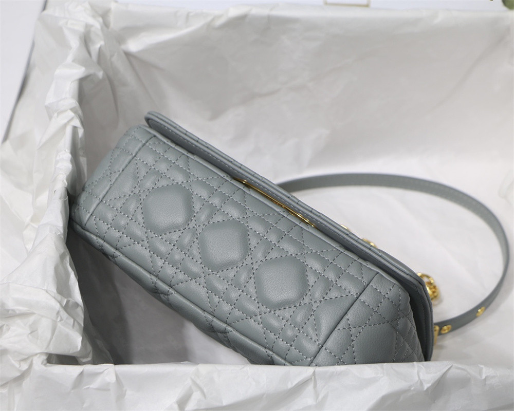 SMALL D*0r CARO BAG Stone Gray S*pple Cannage Calfskin 20 x 12 x 7 cm