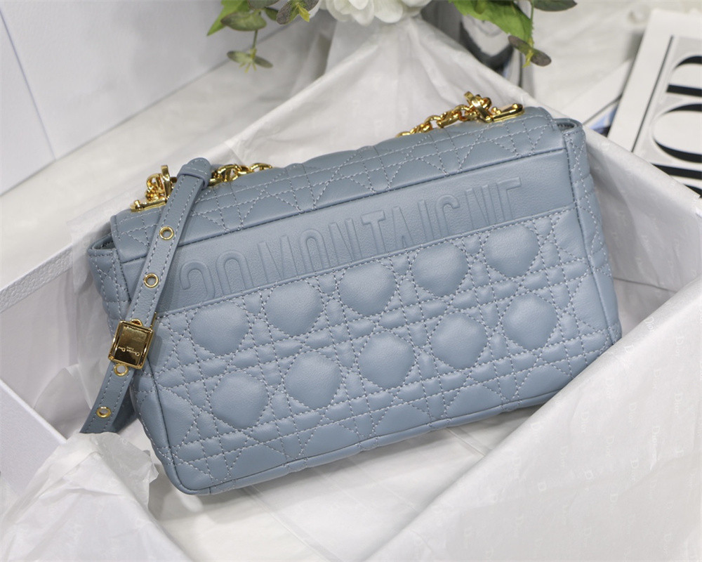 MEDIUM D*0r CARO BAG Cloud Blue S*pple Cannage Calfskin 25.5 x 15.5 x 8 cm