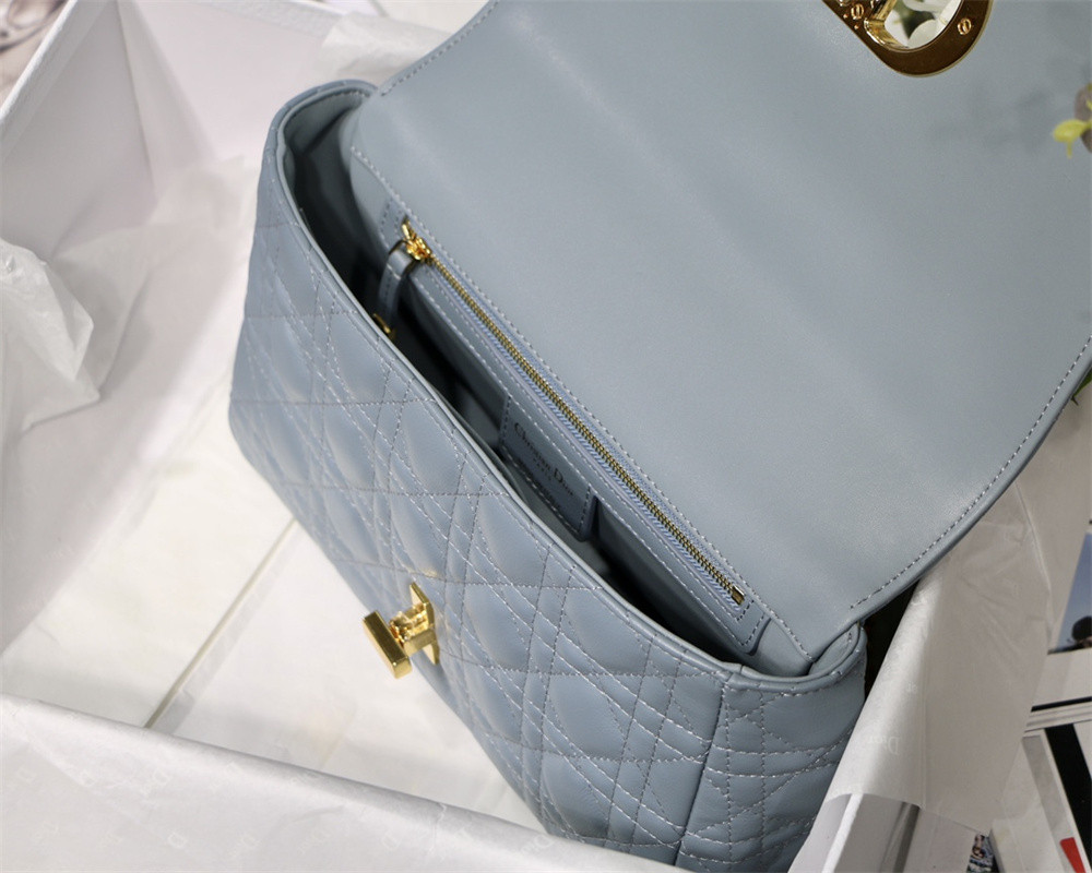MEDIUM D*0r CARO BAG Cloud Blue S*pple Cannage Calfskin 25.5 x 15.5 x 8 cm