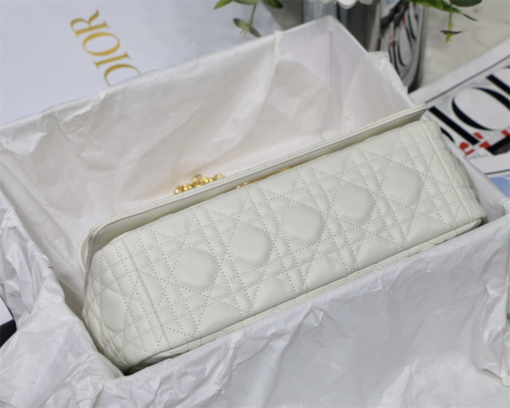 LARGE D*0r CARO BAG Ivory S*pple Cannage Calfskin 29 x 18 x 10 cm