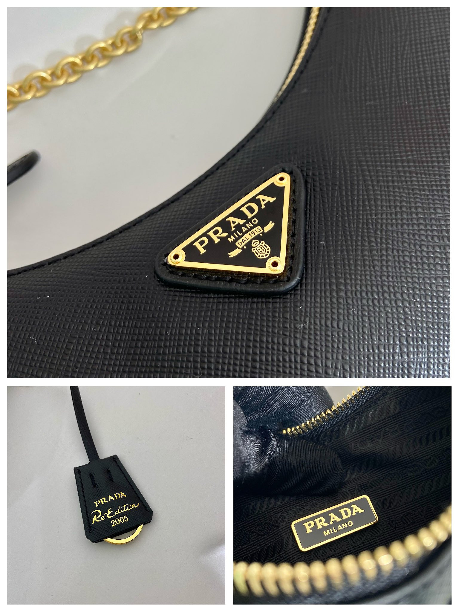 Pra*a Re-Edition 2005 Saffiano leather bag Black