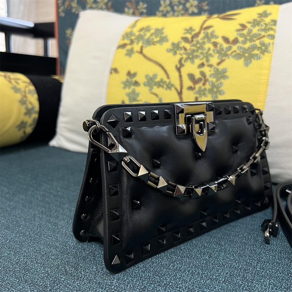 va*t*no GARAVANI SMALL ROCKSTUD PADDED NAPPA HANDBAG BLACK