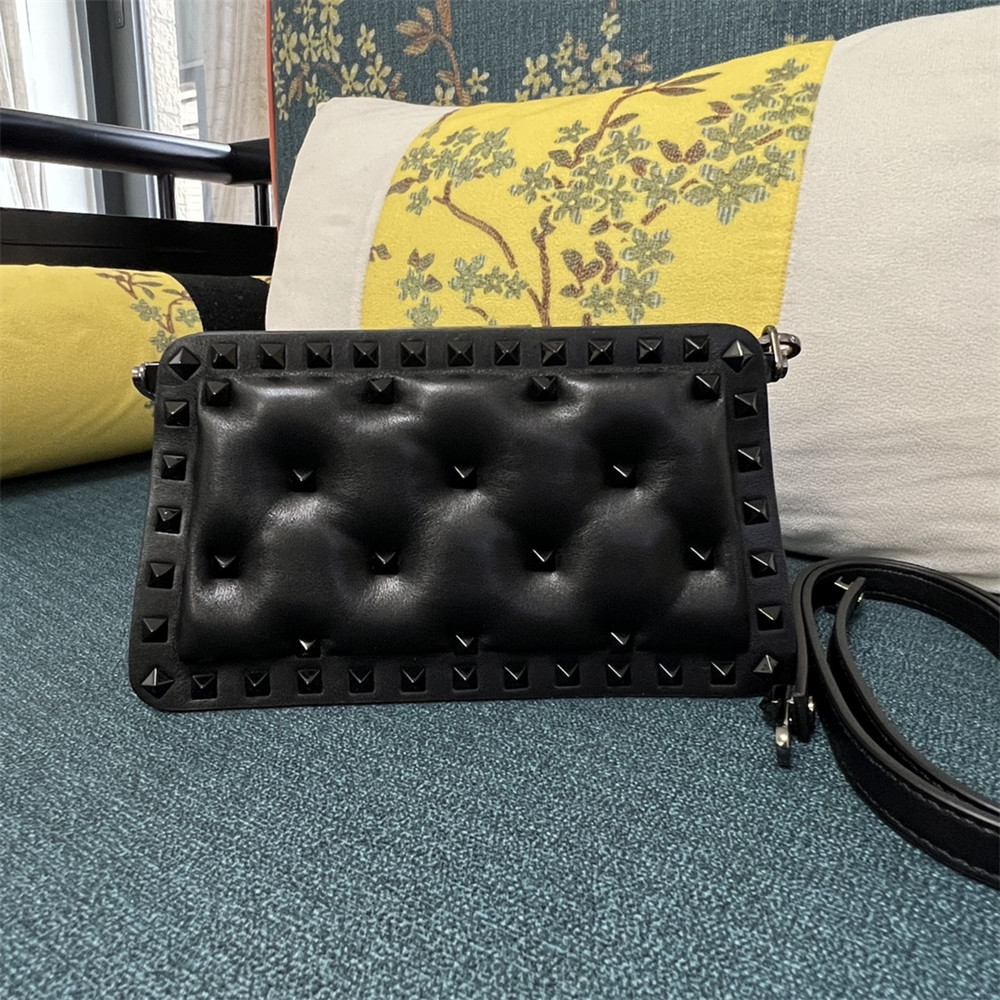 va*t*no GARAVANI SMALL ROCKSTUD PADDED NAPPA HANDBAG BLACK