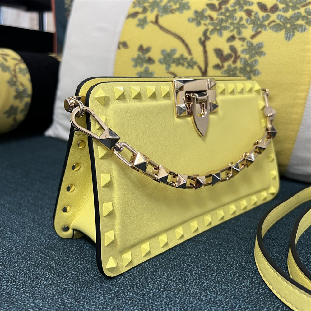 va*t*no GARAVANI ROCKSTUD23 SMALL SMOOTH CALFSKIN SHOULDER BAG YELLOW