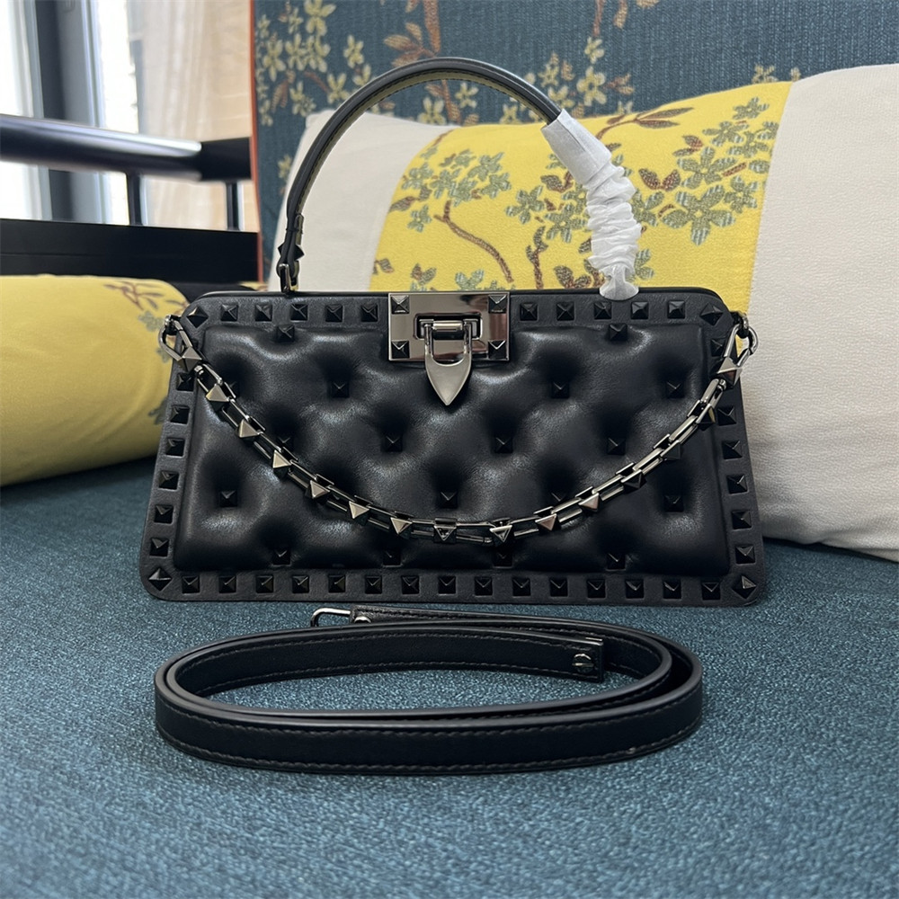 va*t*no GARAVANI ROCKSTUD PADDED NAPPA HANDBAG BLACK