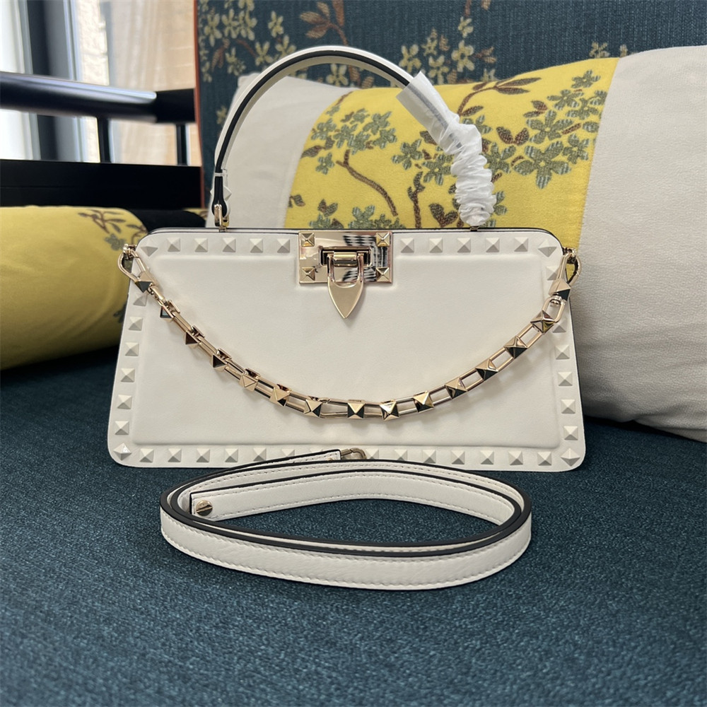 va*t*no GARAVANI ROCKSTUD23 smooth calfskin handbag white
