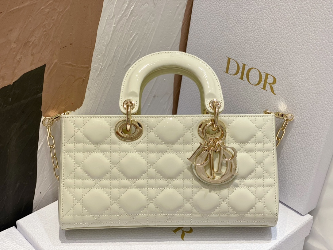 D*0r SMALL LADY D-JOY BAG White Patent