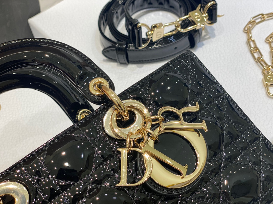 D*0r SMALL LADY D-JOY BAG Black Patent