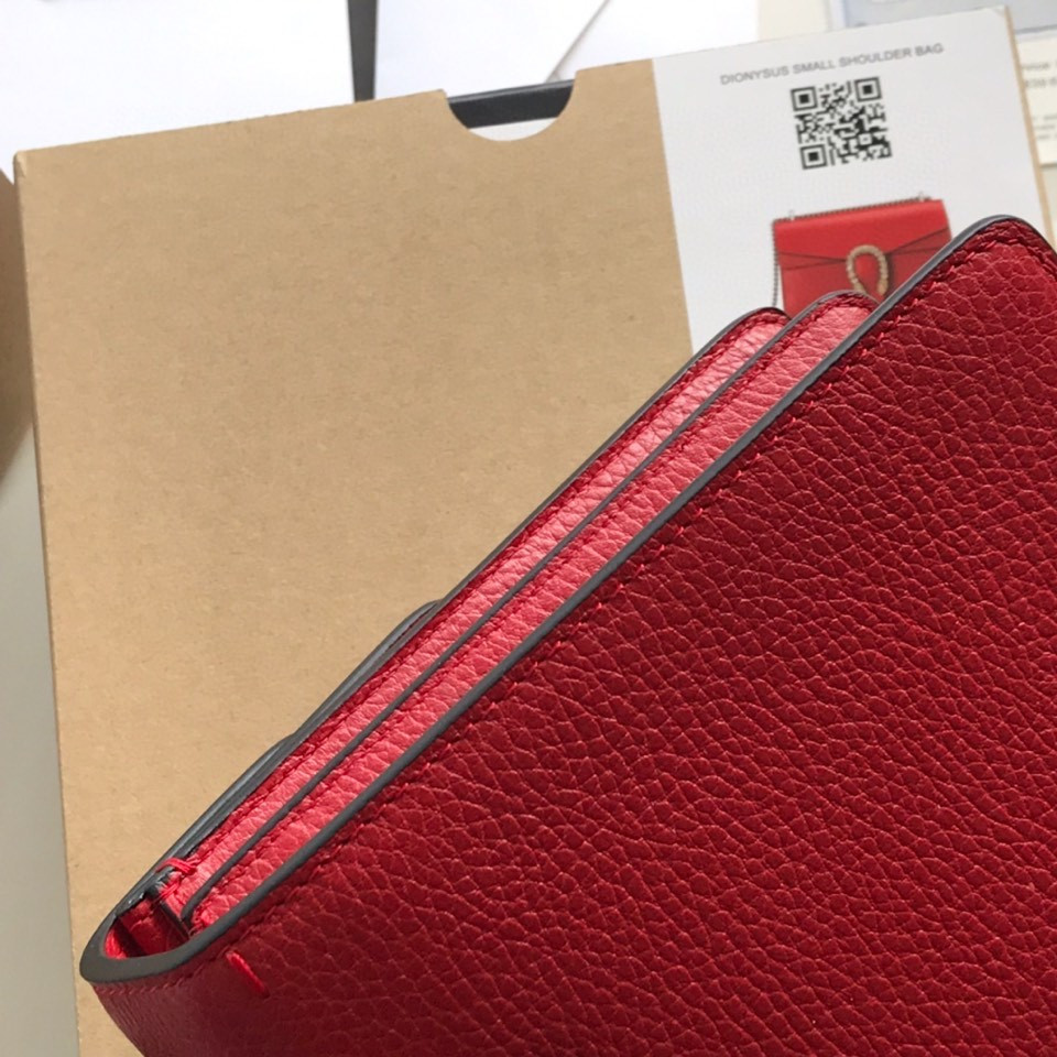 G*u*i DIONYSUS LEATHER SMALL RECTANGULAR BAG RED 28x17x9cm