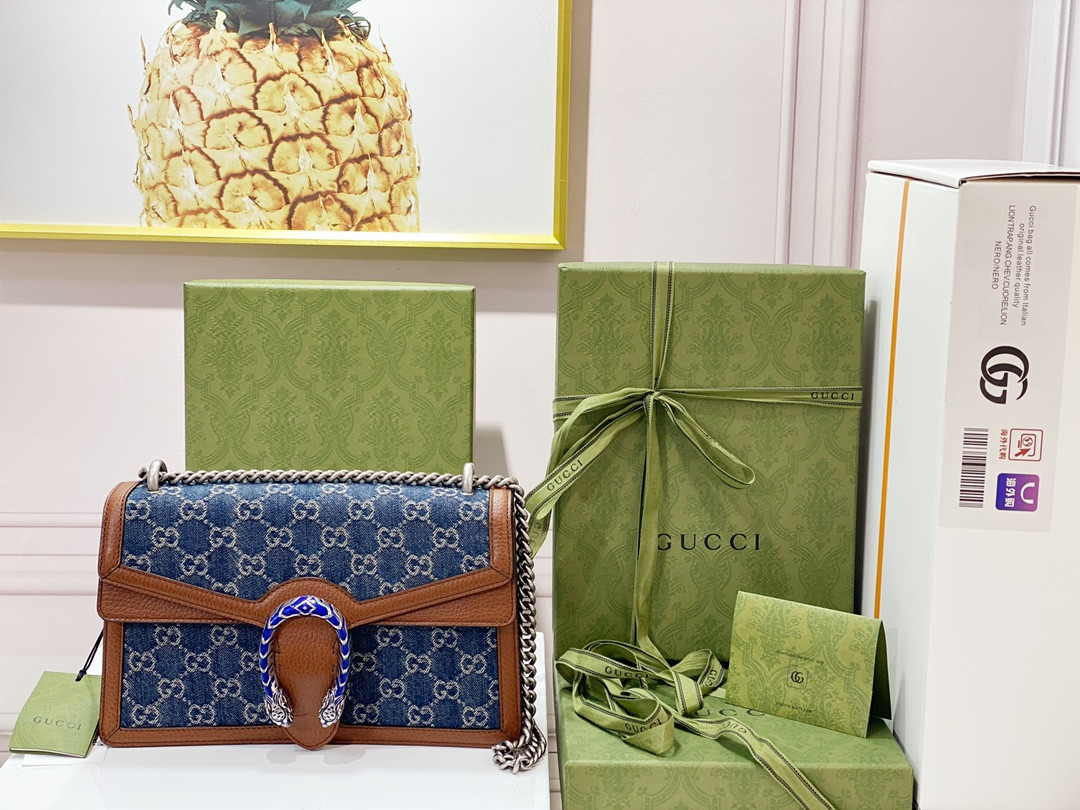 G*u*i DIONYSUS SMALL SHOULDER BAG BLUE 11"Wx7"Hx3.5"D