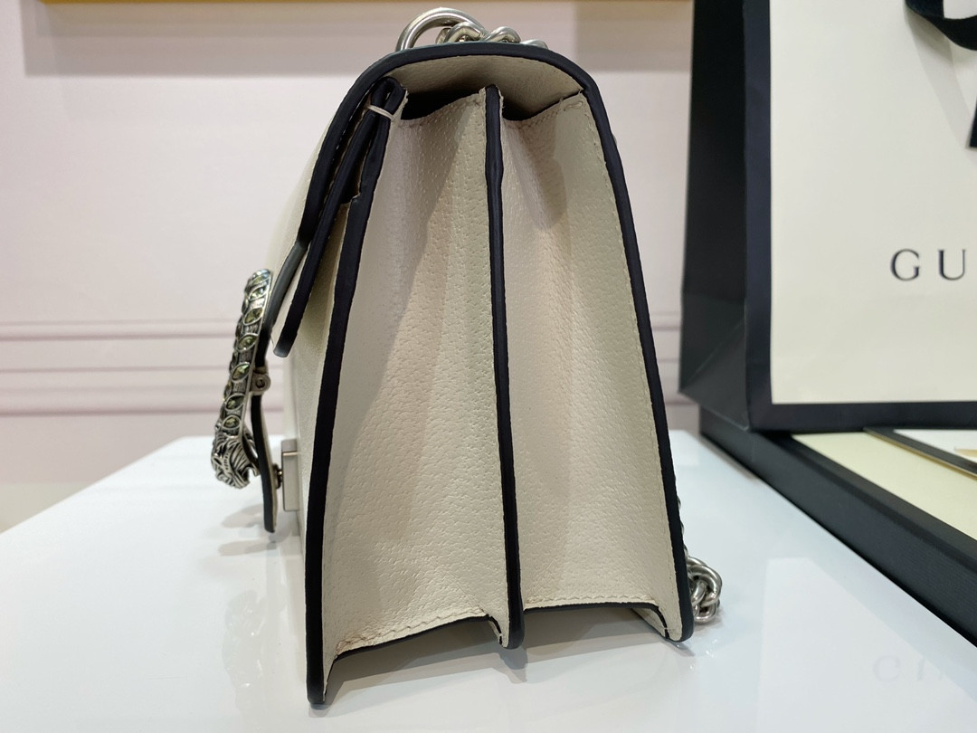 G*u*i DIONYSUS SMALL LEATHER SHOULDER BAG WHITE 11"Wx7"Hx3.5"D