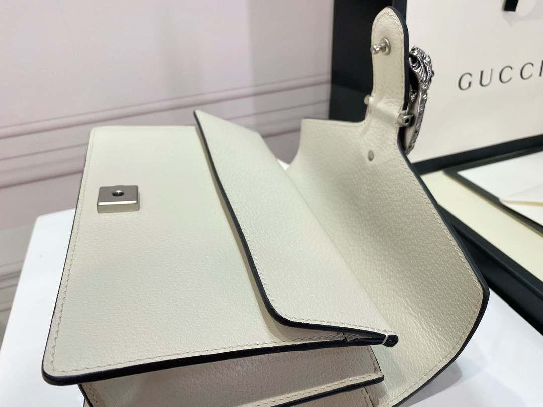 G*u*i DIONYSUS SMALL LEATHER SHOULDER BAG WHITE 11"Wx7"Hx3.5"D