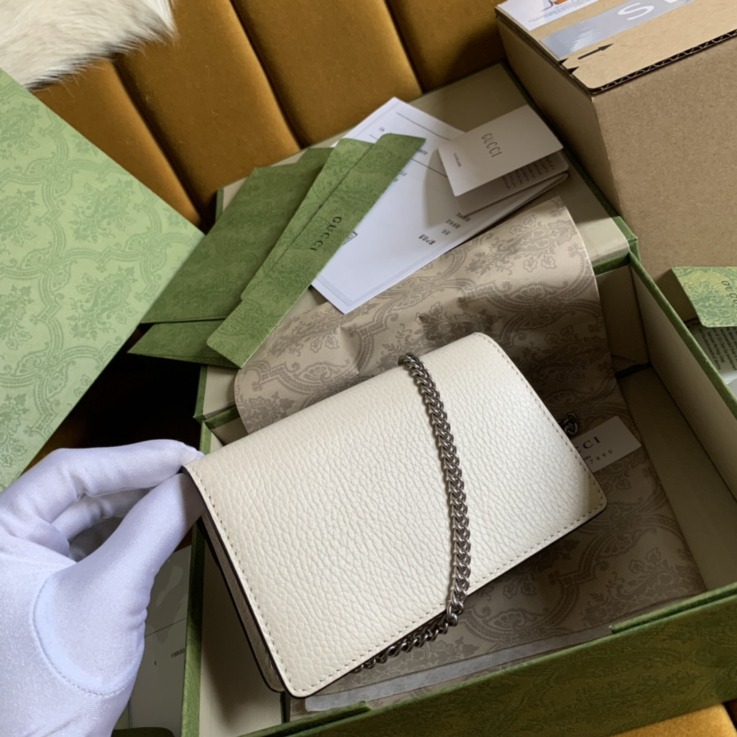 G*u*i DIONYSUS LEATHER S*pER MINI BAG WHITE 6.5"Wx3.9"Hx1.6"D