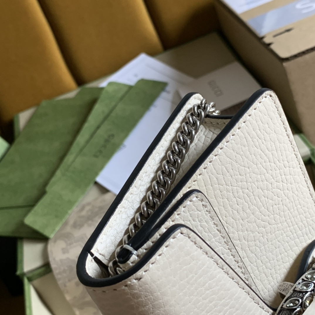 G*u*i DIONYSUS LEATHER S*pER MINI BAG WHITE 6.5"Wx3.9"Hx1.6"D