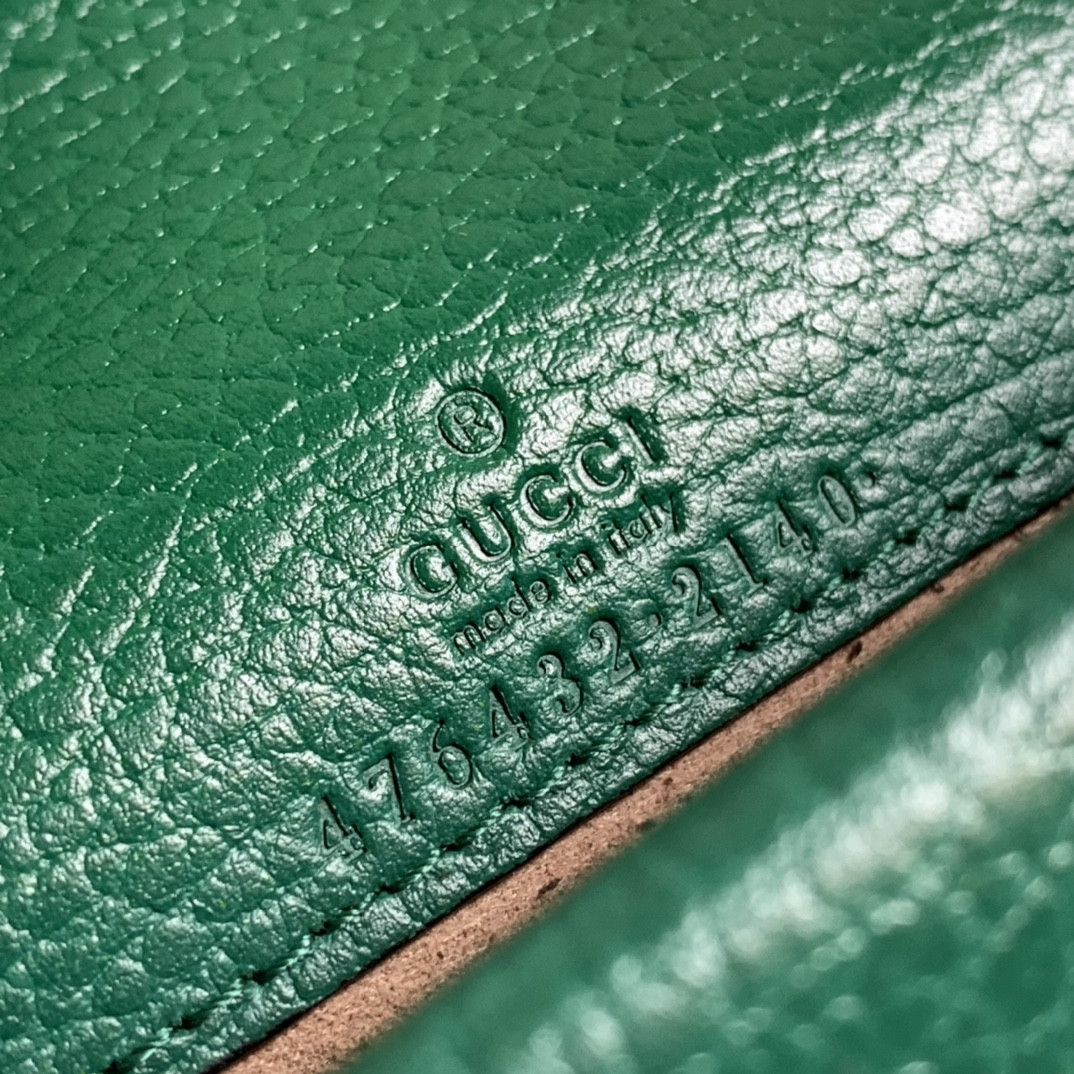 G*u*i DIONYSUS LEATHER S*pER MINI BAG GREEN 6.5"Wx3.9"Hx1.6"D