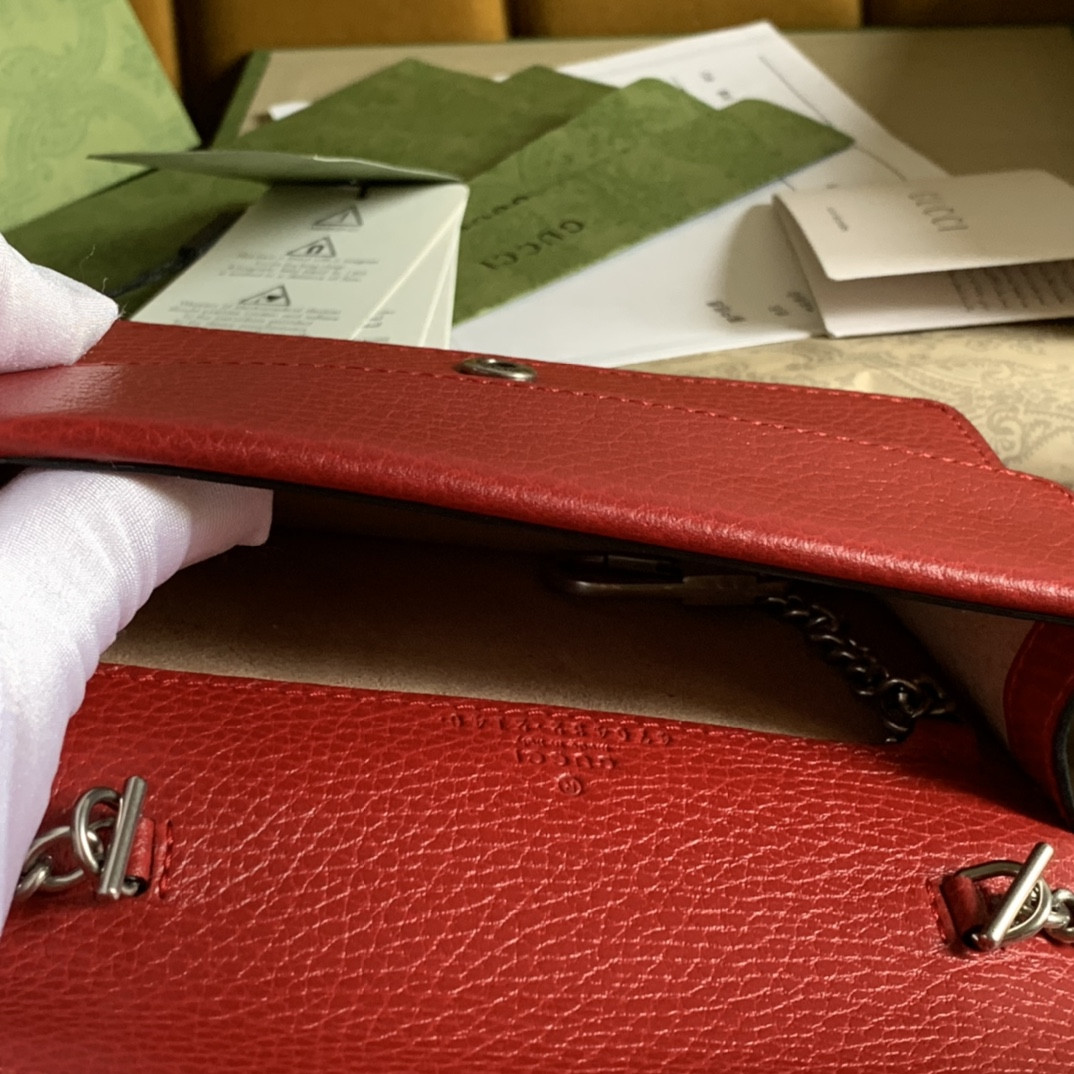 G*u*i DIONYSUS LEATHER S*pER MINI BAG RED 6.5"Wx3.9"Hx1.6"D