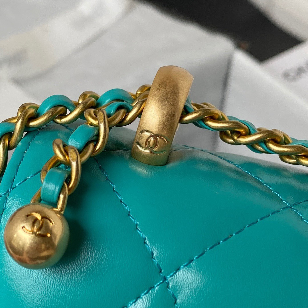 Ch*el MINI FLAP BAG BLUE 12×19×8cm