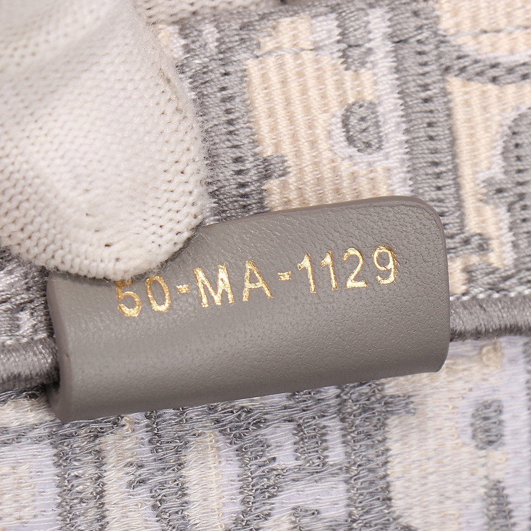 Large D*0r Book Tote Ecru and Gray D*0r Oblique Embroidery 16.5 x 14 x 7.5 inches