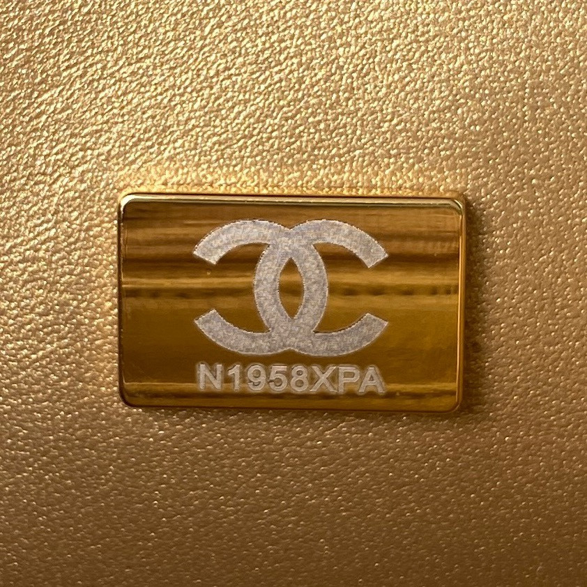 Ch*el MINI FLAP BAG SHINY CALFSKIN & Gold-Tone METAL PINK 5.3 × 6.6 × 3.1 in