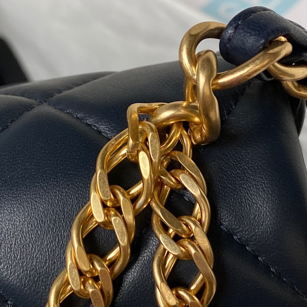 Ch*el MINI FLAP BAG NAVY 4.7 × 7.8 × 2.3 in