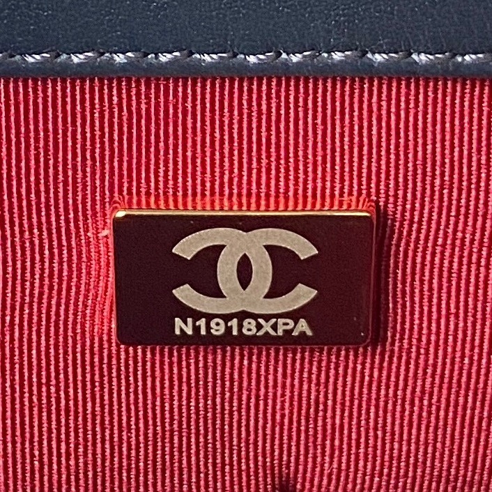 Ch*el MINI FLAP BAG NAVY 4.7 × 7.8 × 2.3 in