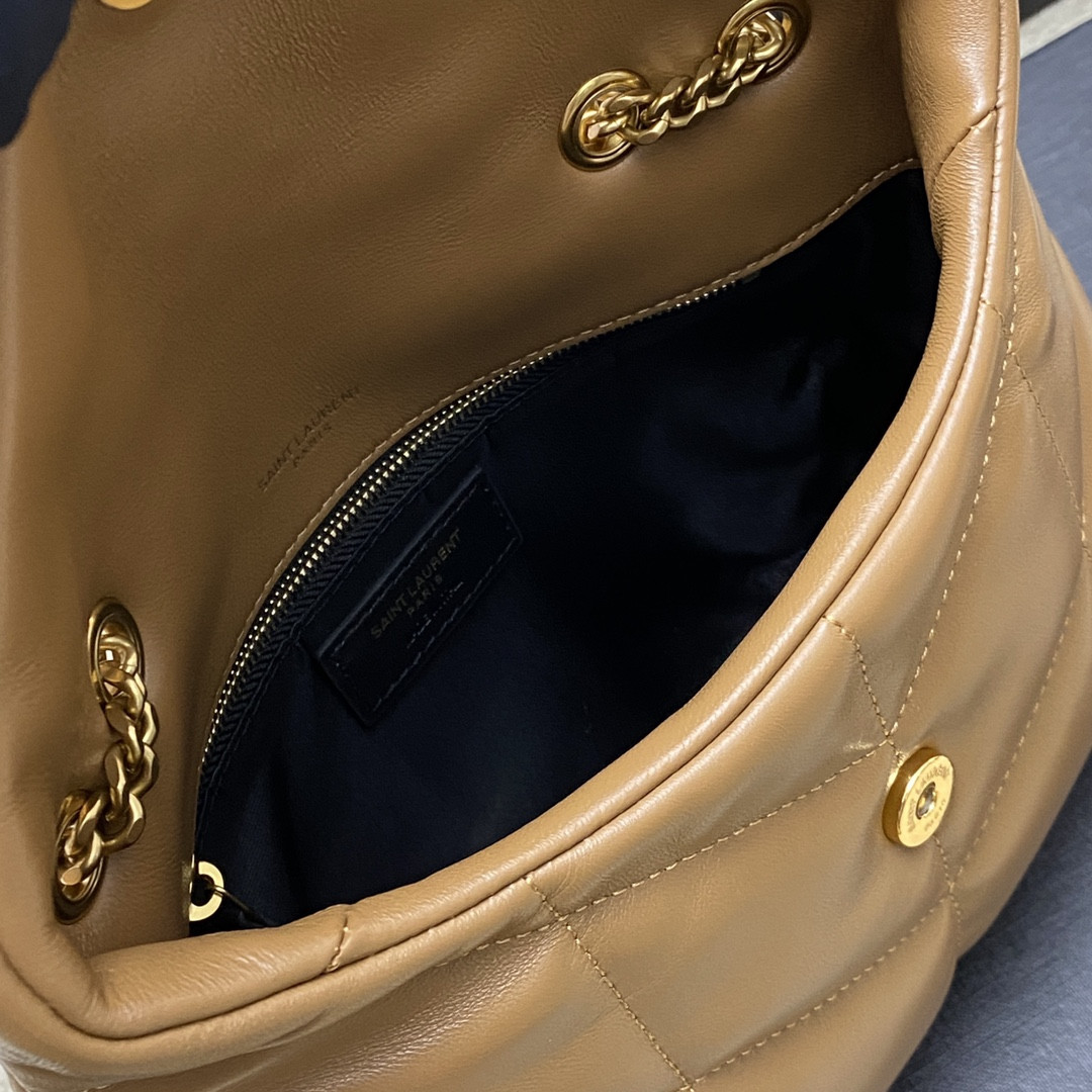 Y*L PUFFER IN LEATHER BROWN 23 X 15.5 X 5.8 CM