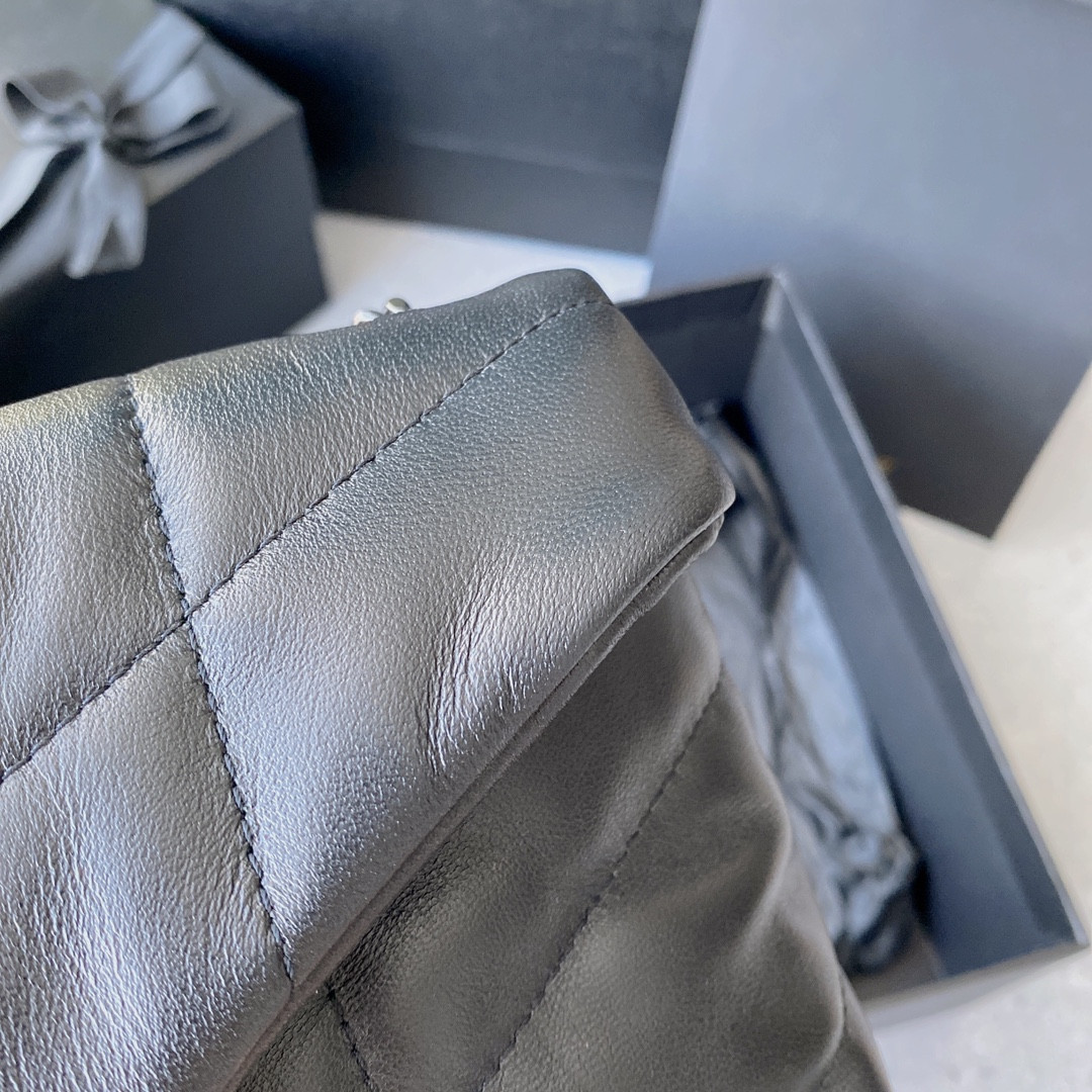 Y*L PUFFER IN LEATHER NAVY 23 X 15.5 X 5.8 CM