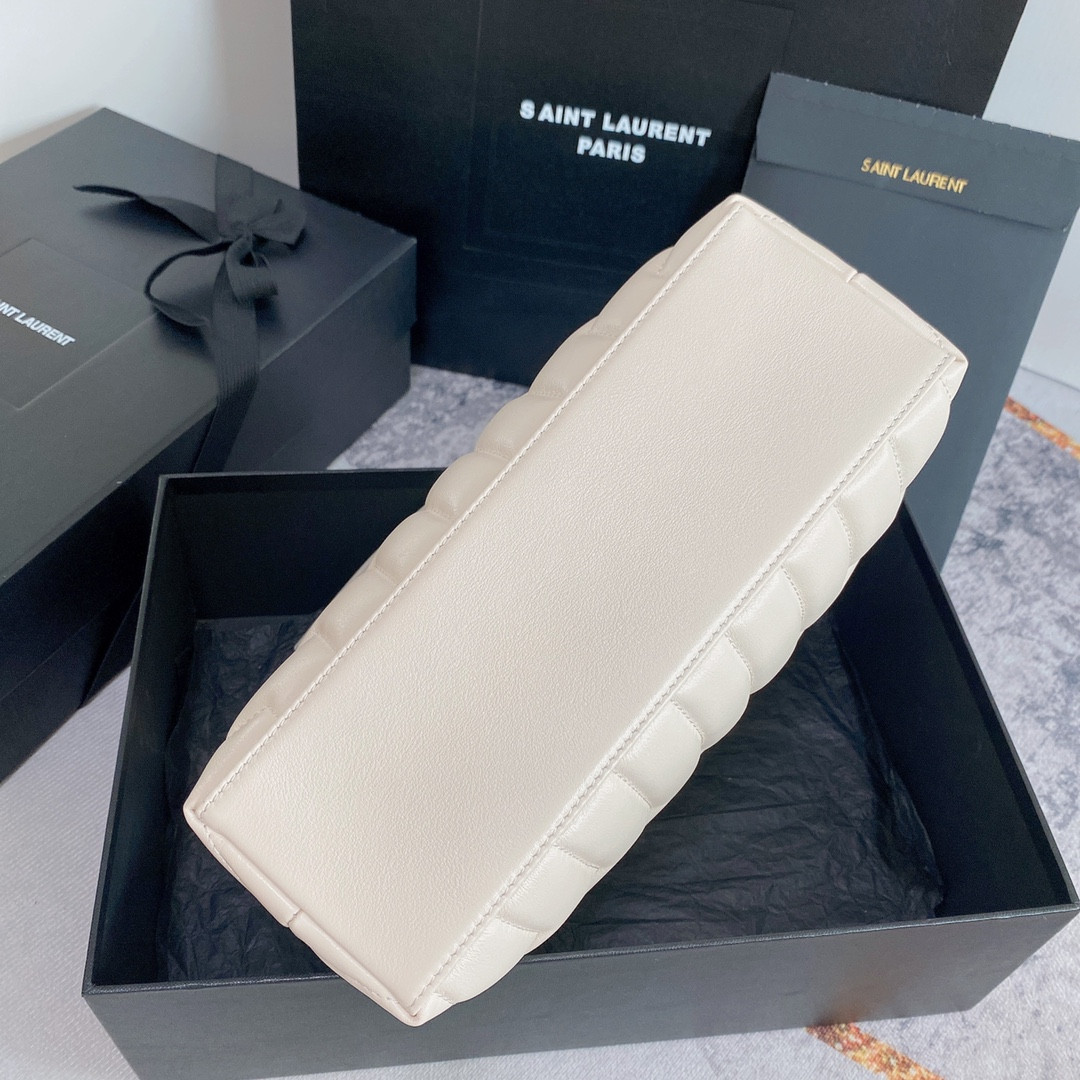 Y*L LOULOU SMALL IN QUILTED LEATHER WHITE 9 X 6.1 X 3.3 INCHES