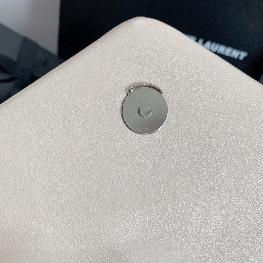 Y*L LOULOU SMALL IN QUILTED LEATHER WHITE 9 X 6.1 X 3.3 INCHES