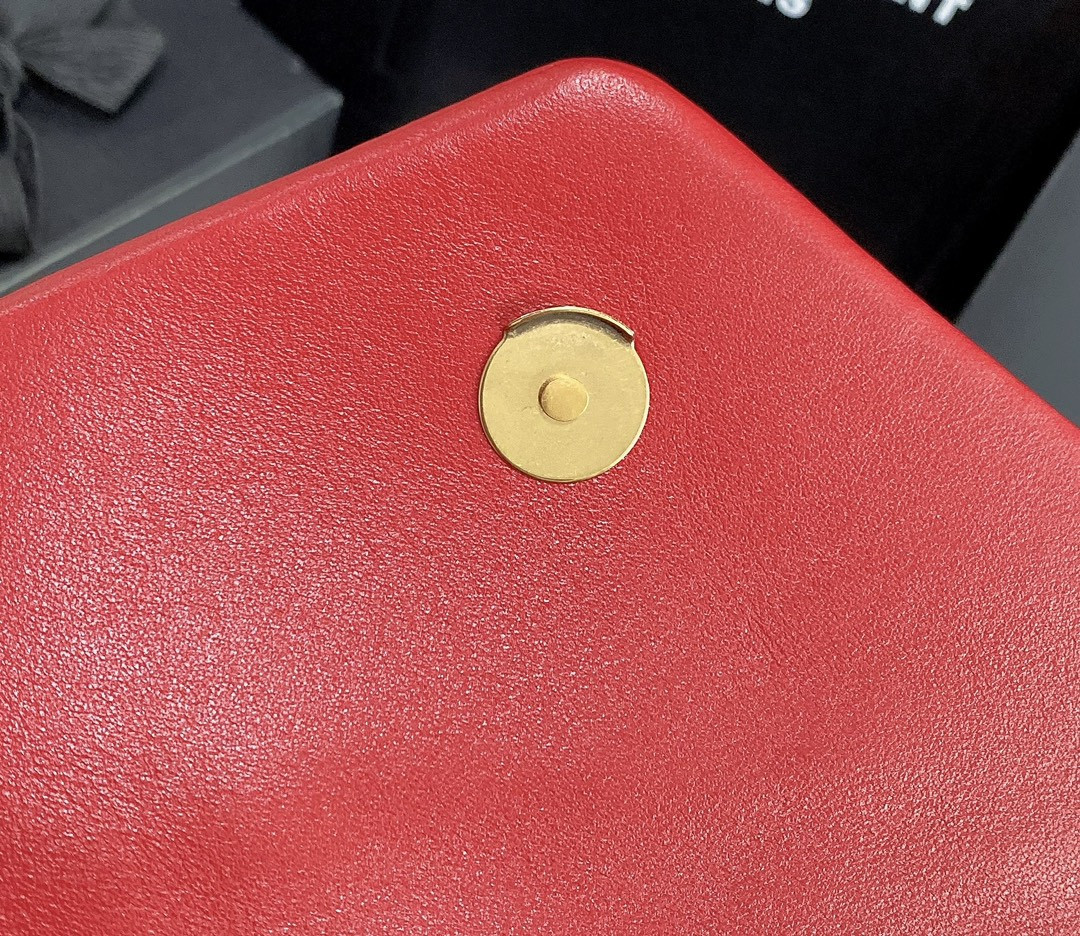 Y*L LOULOU SMALL IN QUILTED LEATHER SHINY RED GOLD 9 X 6.1 X 3.3 INCHES