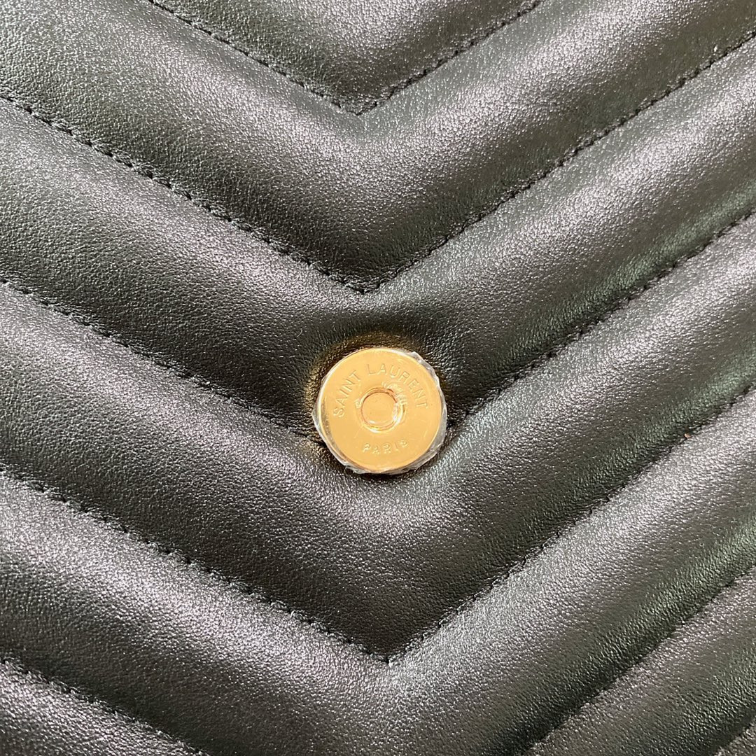 Y*L LOULOU MEDIUM IN QUILTED LEATHER BLACK 12.5 X 8.6 X 3.5 INCHES