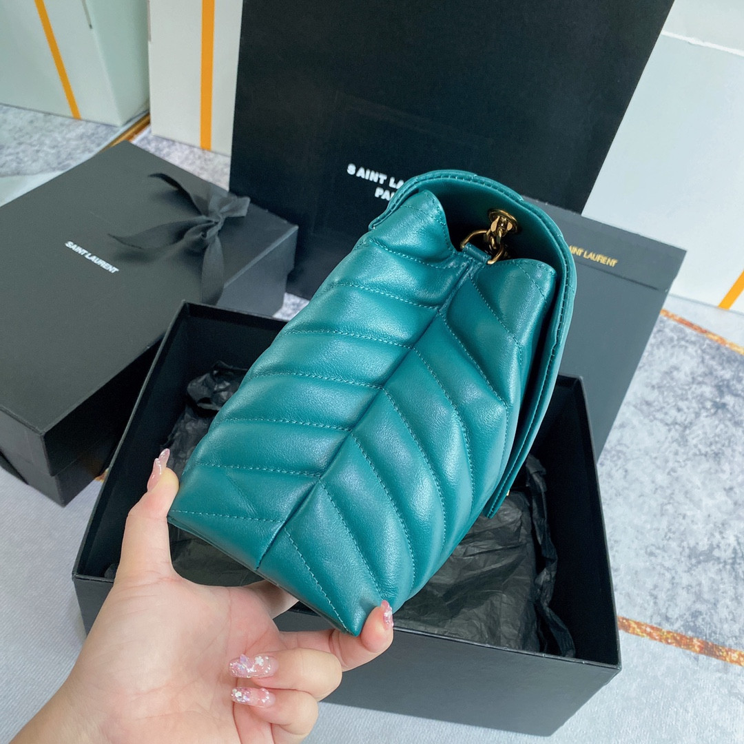 Y*L LOULOU MEDIUM BAG IN Y-QUILTED LEATHER BAG 12.5 X 8.6 X 4.7 INCHES