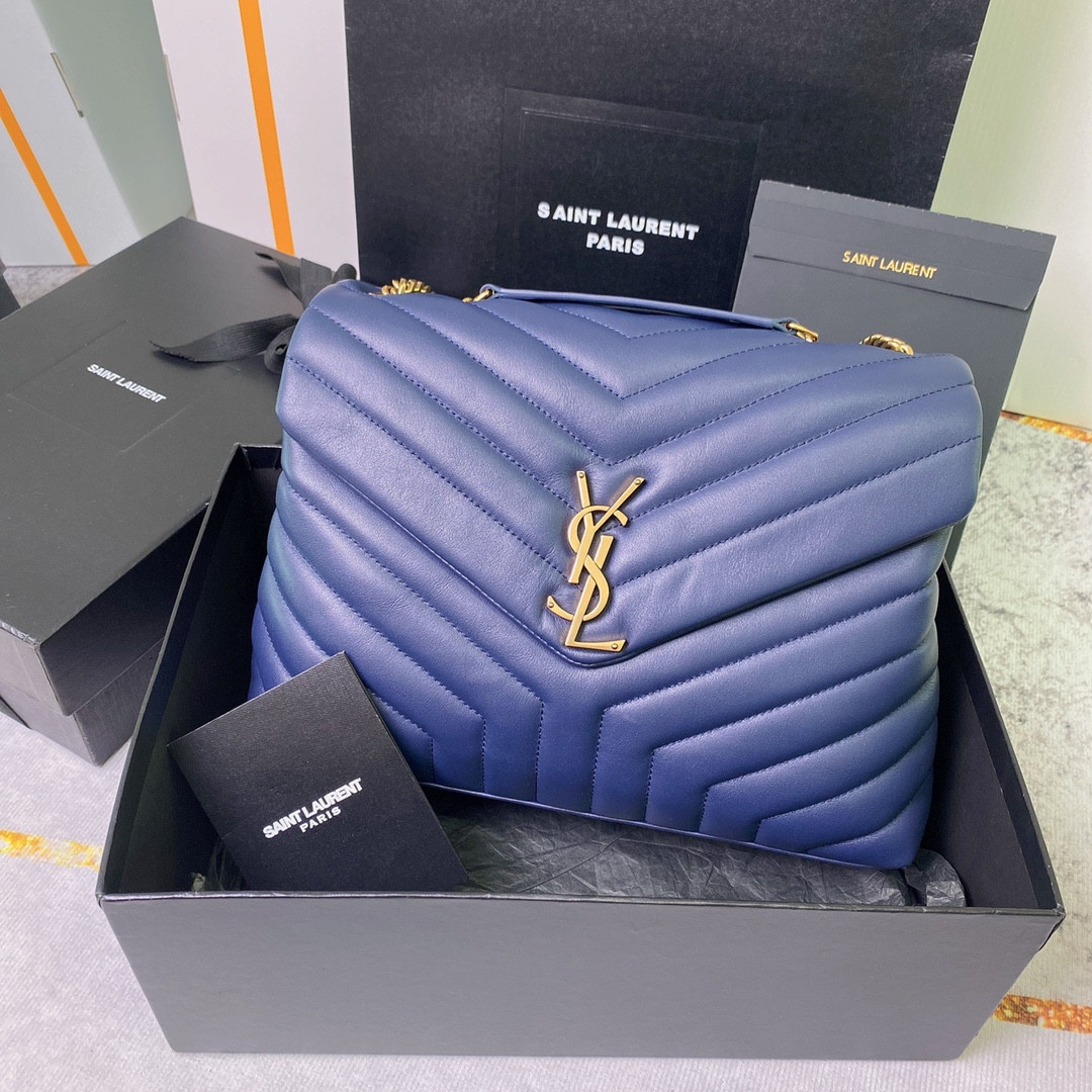 Y*L LOULOU MEDIUM IN QUILTED LEATHER PURPLE 12.5 X 8.6 X 3.5 INCHES