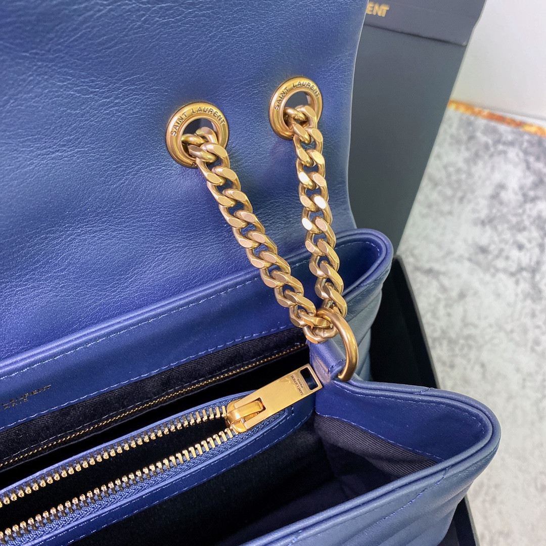 Y*L LOULOU MEDIUM IN QUILTED LEATHER PURPLE 12.5 X 8.6 X 3.5 INCHES