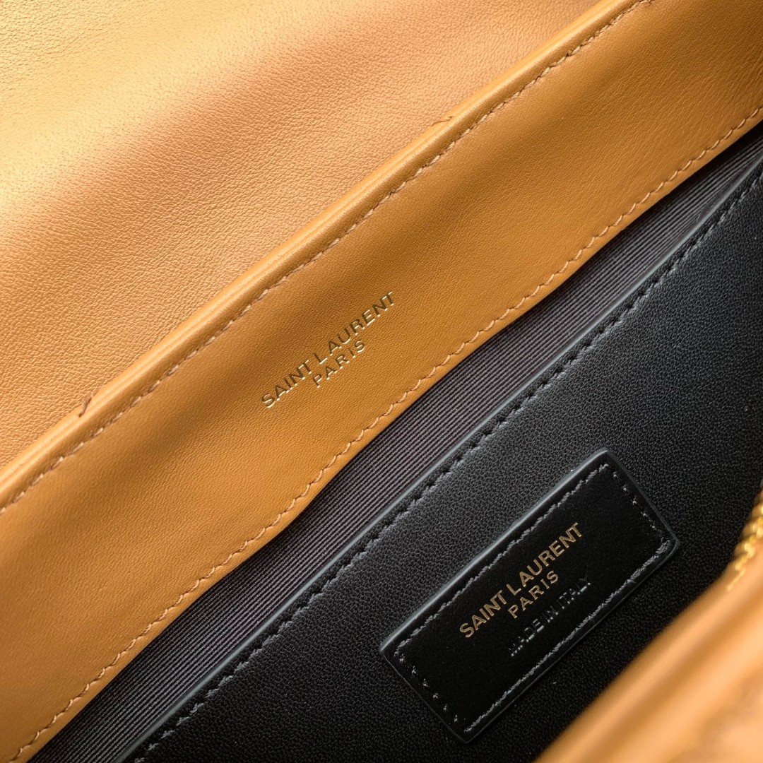 Y*L LOULOU SMALL IN QUILTED LEATHER BROWN 9 X 6.1 X 3.3 INCHES