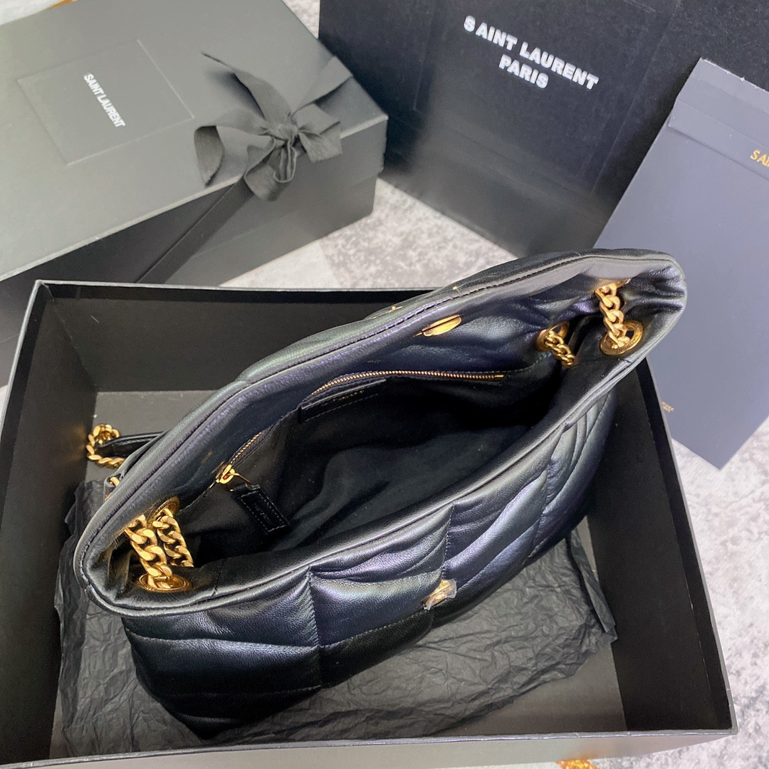 Y*L PUFFER SMALL IN NAPPA LEATHER BLACK 11.4 X 6.6 X 4.3 INCHES