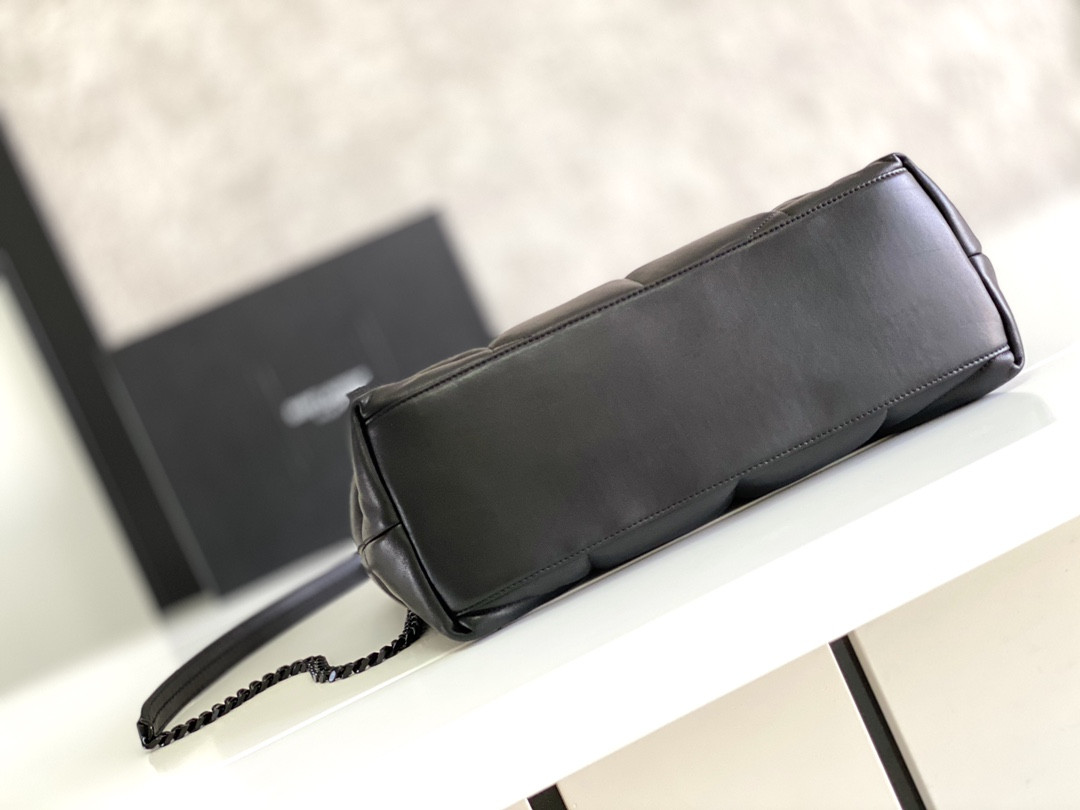 Y*L PUFFER MEDIUM IN NAPPA LEATHER ALL BLACK 13.7 X 9 X 5.3 INCHES