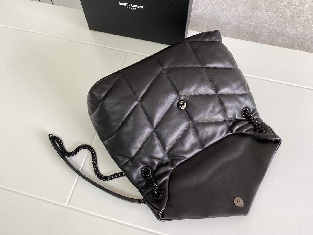 Y*L PUFFER MEDIUM IN NAPPA LEATHER ALL BLACK 13.7 X 9 X 5.3 INCHES