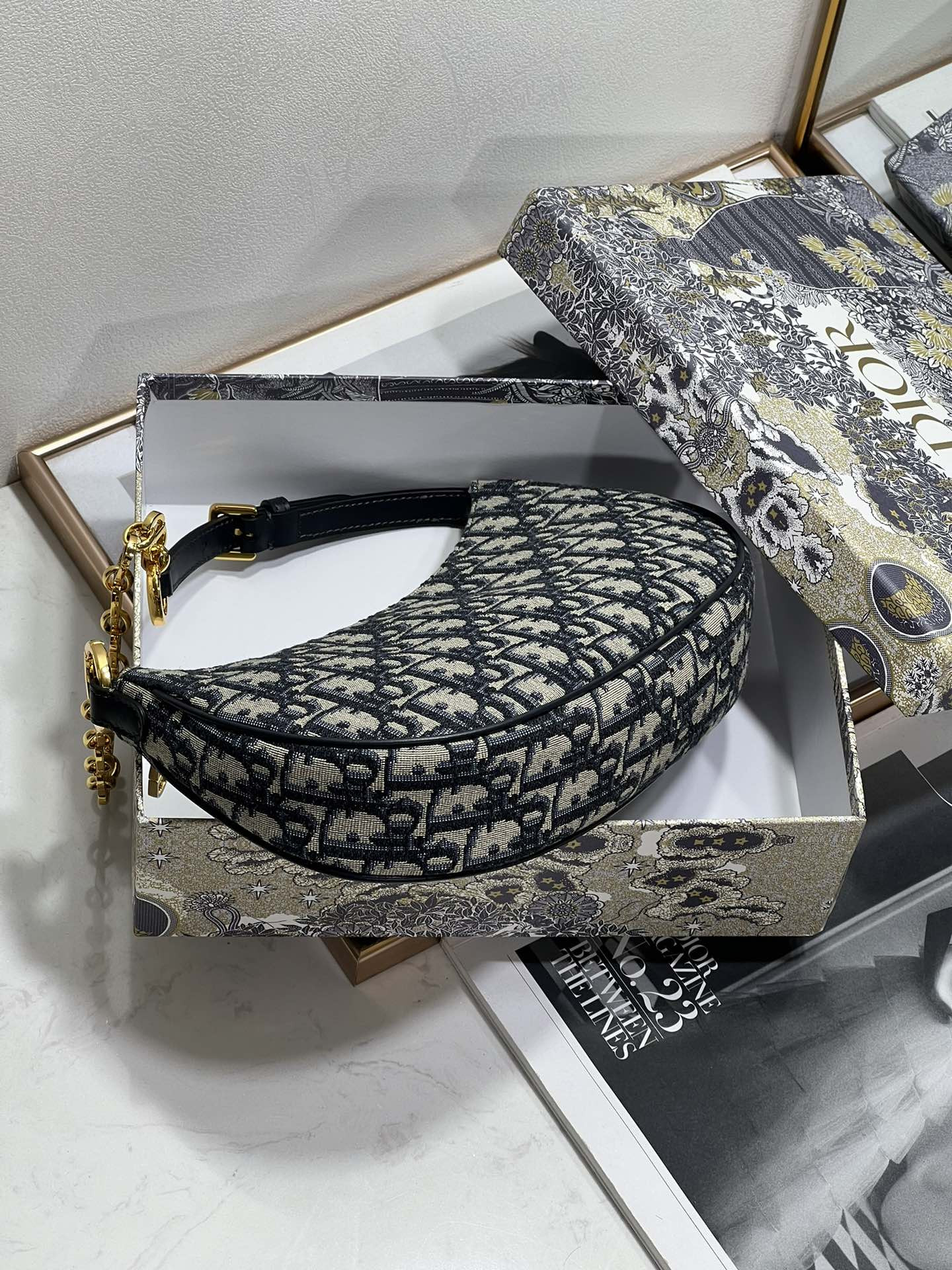 D*0r CD Lounge bag blue D*0r oblique jacquard 26 x 15x 5.5 cm